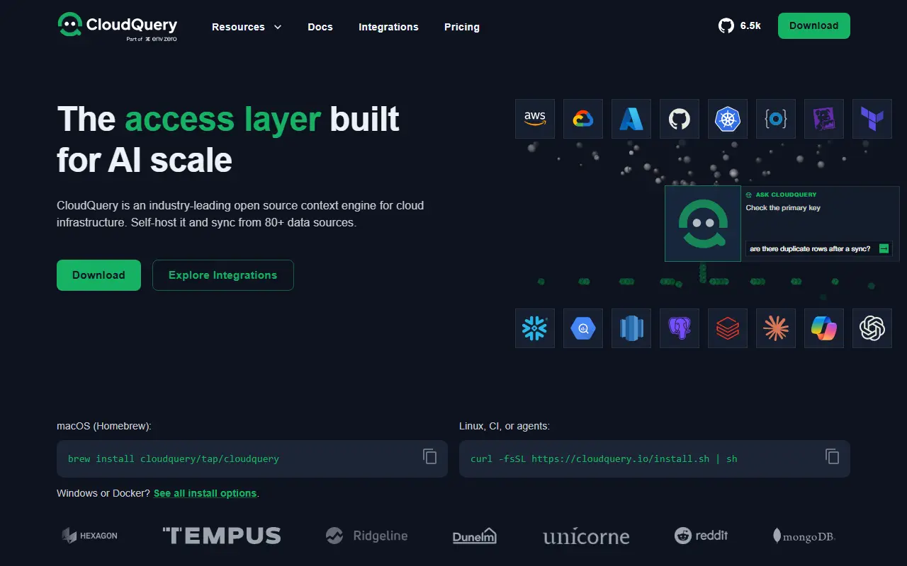 CloudQuery homepage screenshot