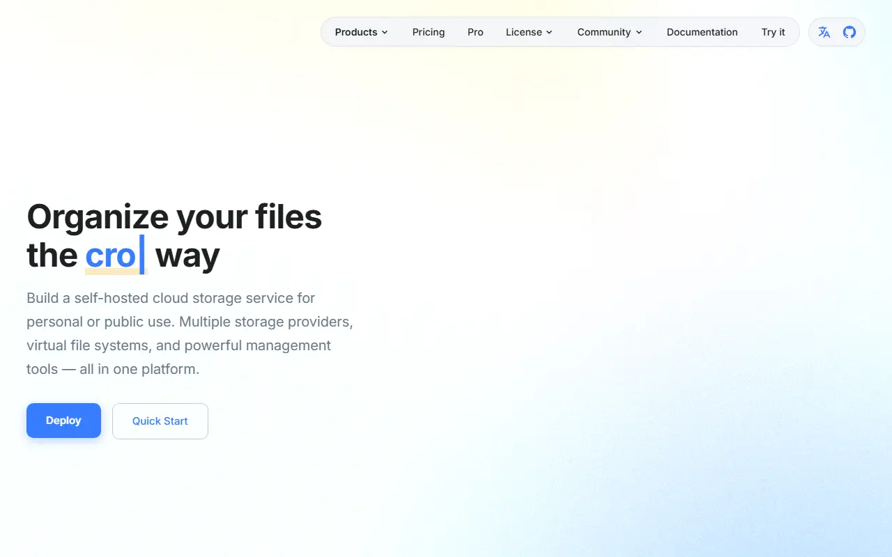Cloudreve homepage screenshot