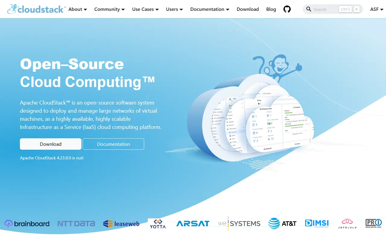 Apache CloudStack homepage screenshot