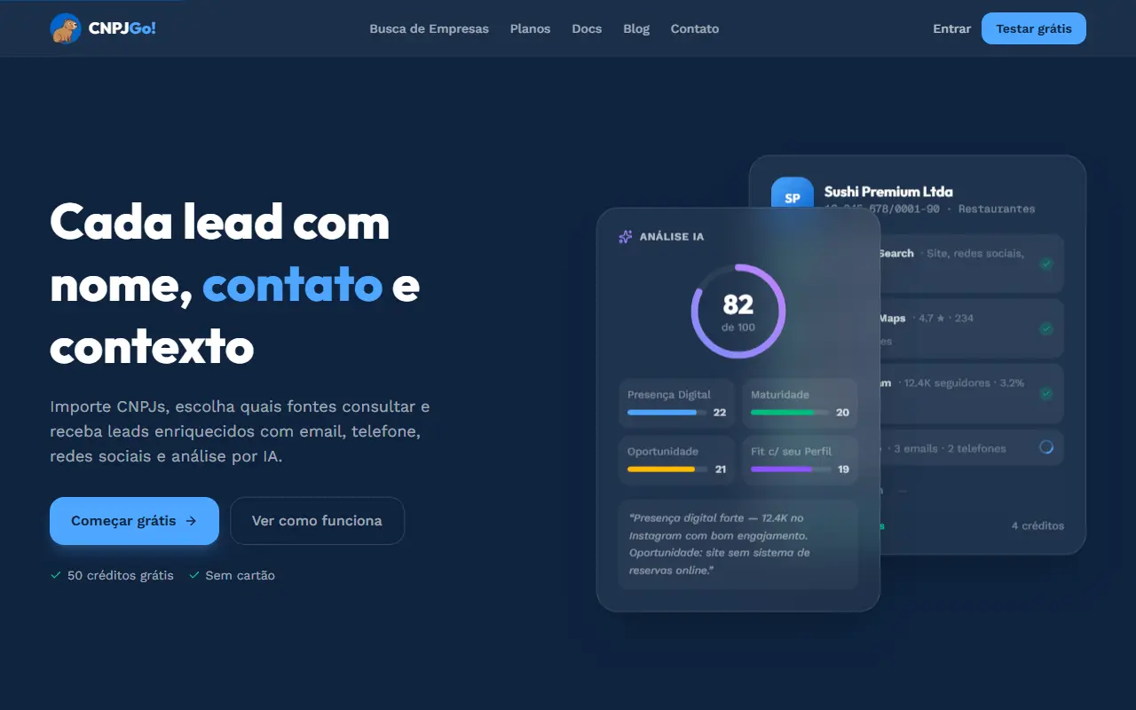 CNPJ Go homepage screenshot