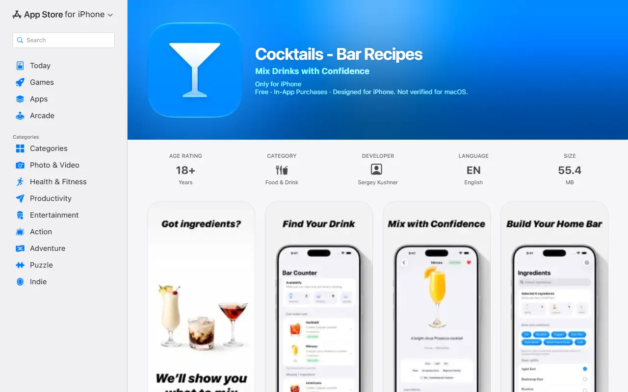Cocktails - Bar Recipes homepage screenshot
