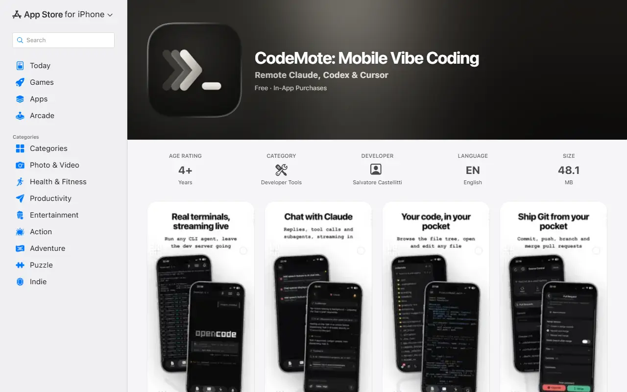 CodeMote homepage screenshot