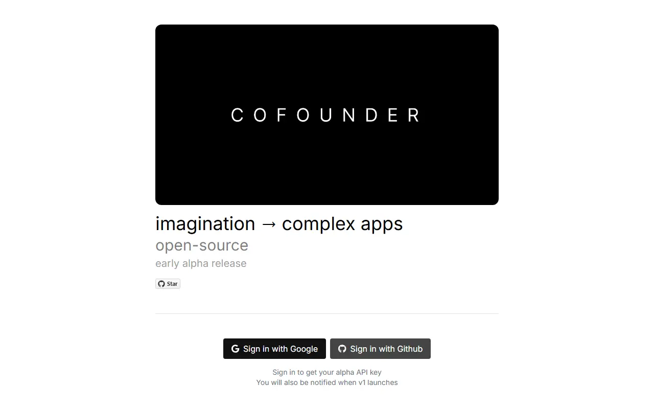 Cofounder homepage screenshot