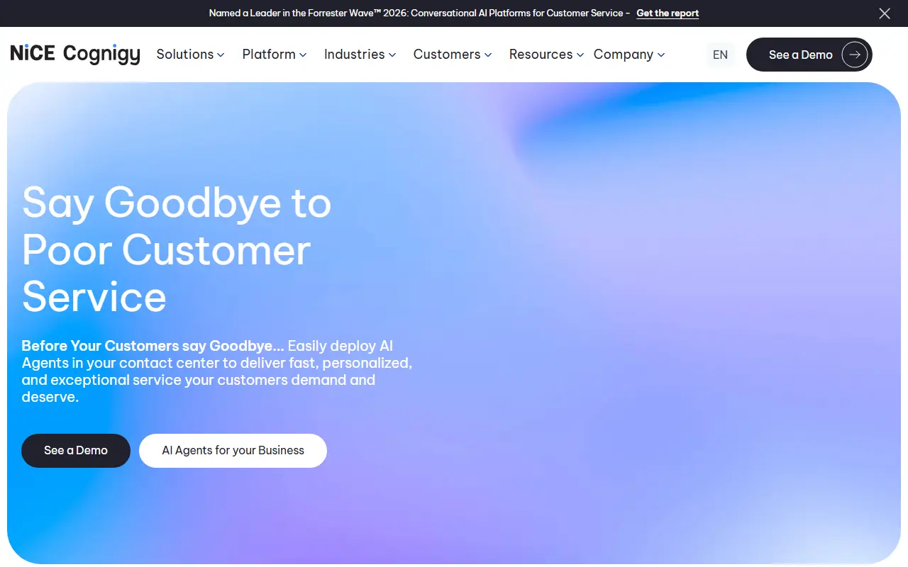 Cognigy homepage screenshot
