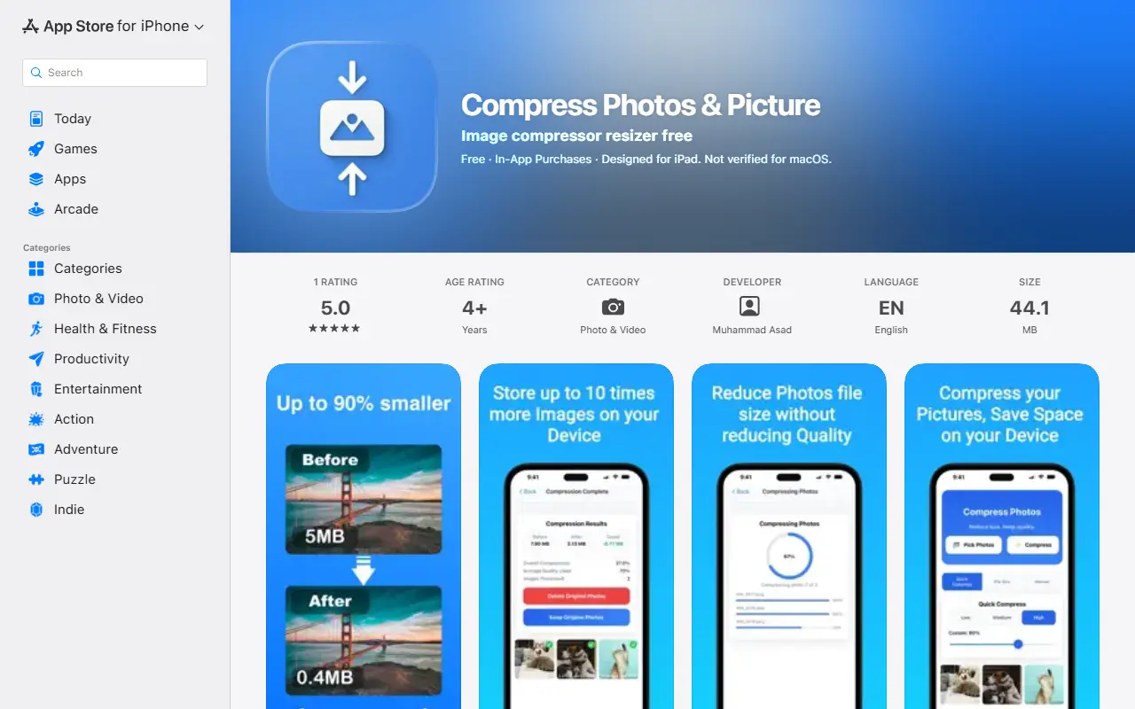 Compress Photos & Pictures homepage screenshot