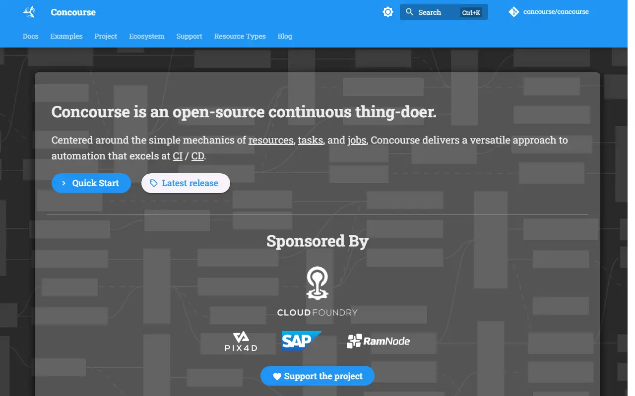 Concourse CI homepage screenshot