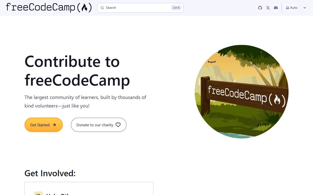 freeCodeCamp homepage screenshot
