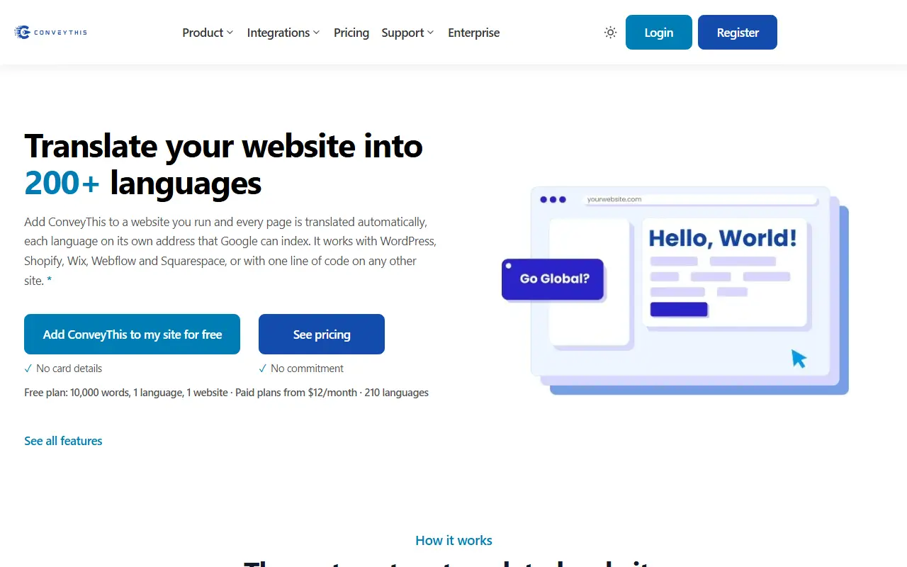ConveyThis homepage screenshot