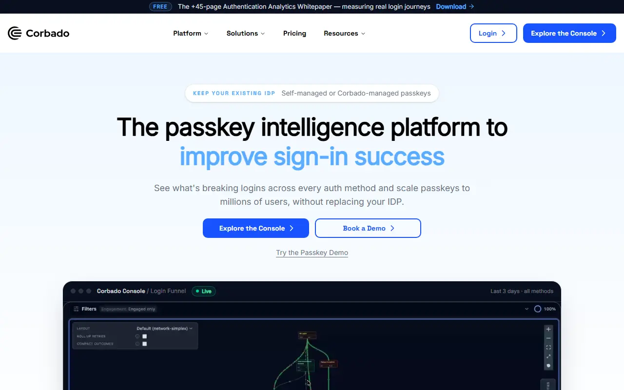 Corbado homepage screenshot