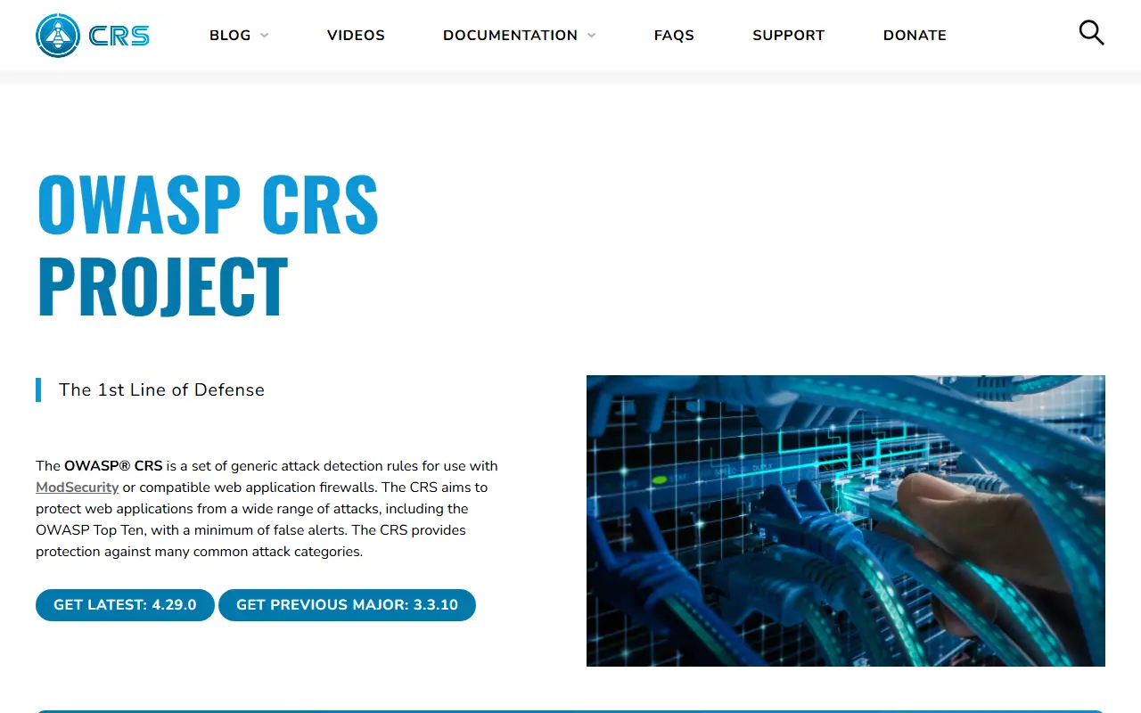 OWASP CRS homepage screenshot