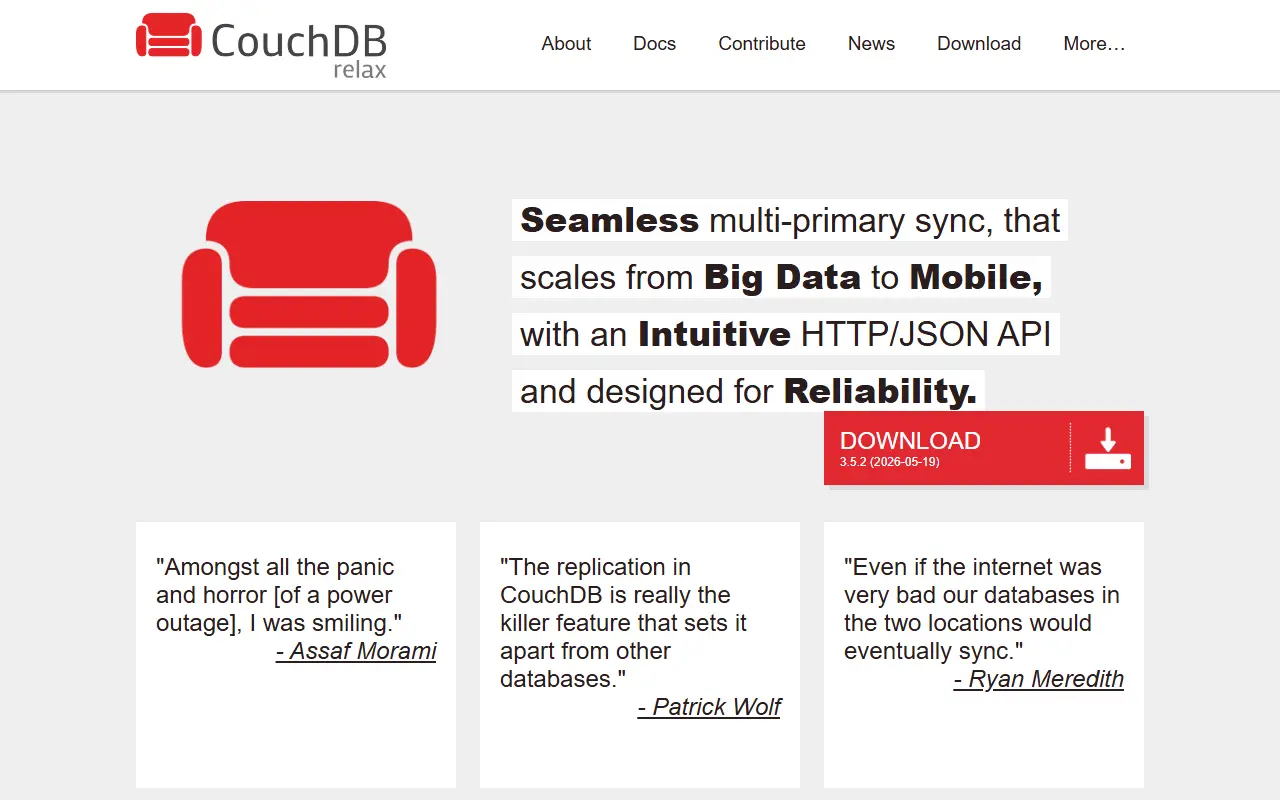 Apache CouchDB homepage screenshot