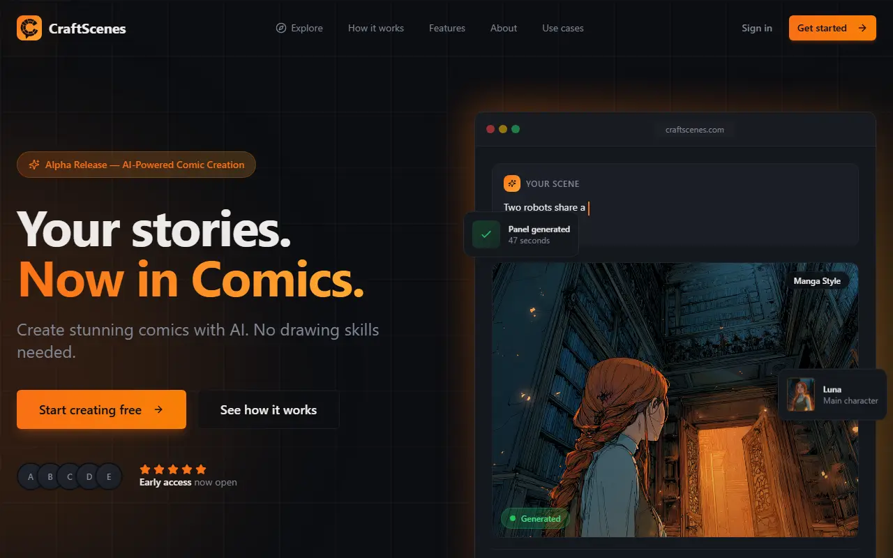 CraftScenes homepage screenshot