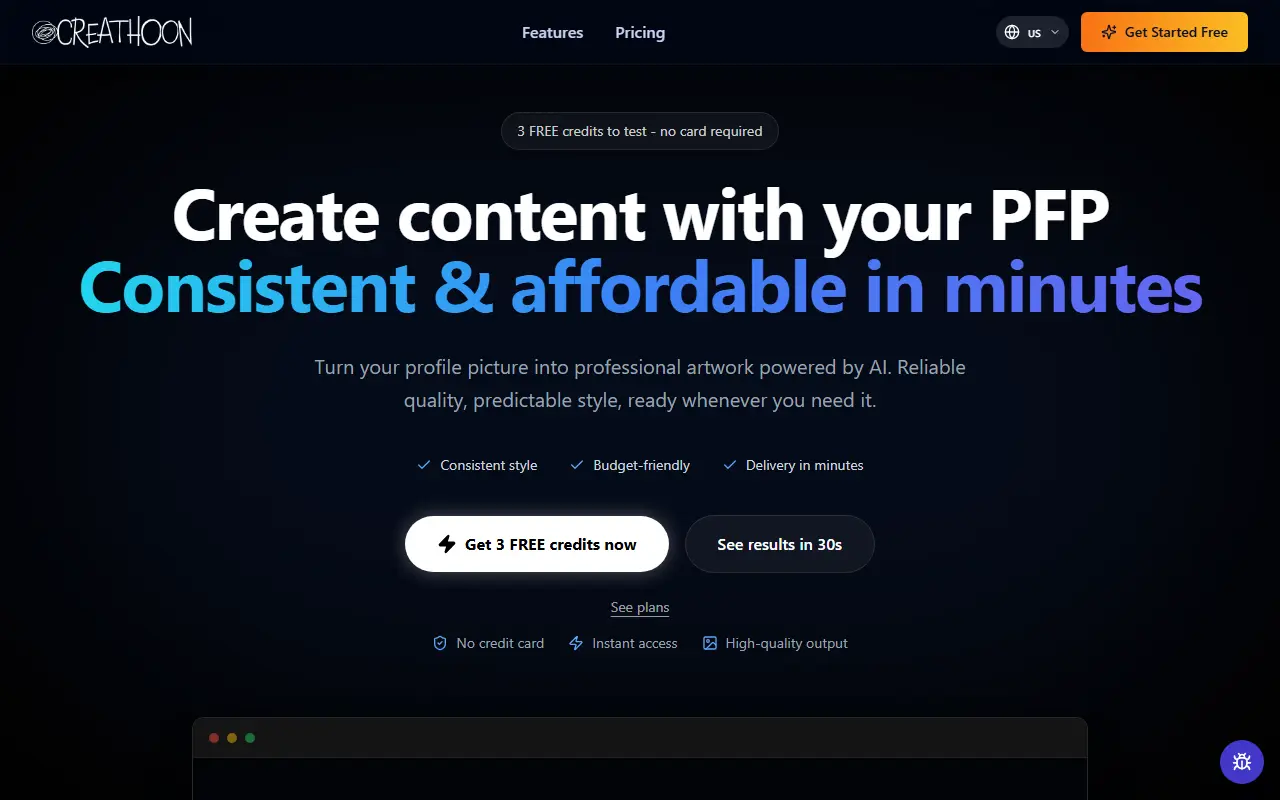 Creathoon homepage screenshot