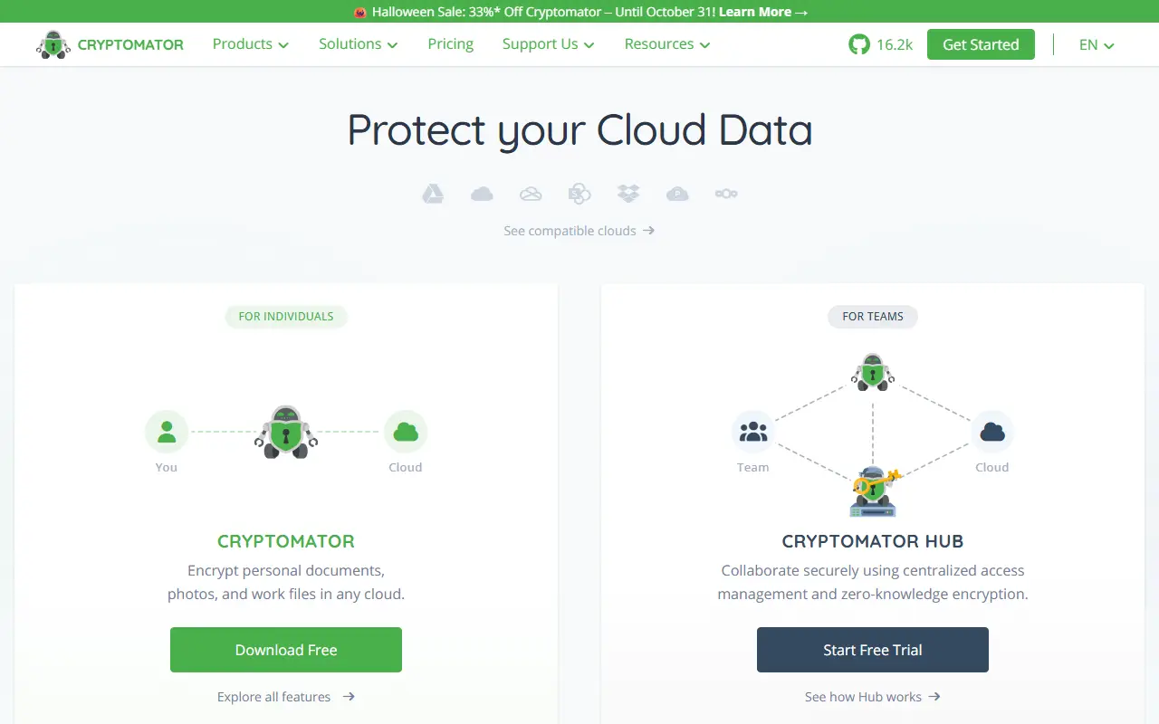 Cryptomator homepage screenshot