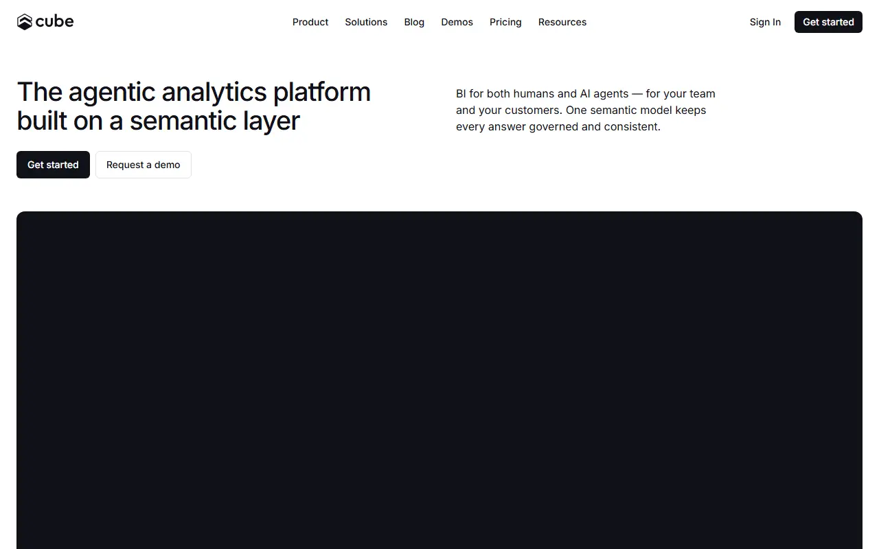 Cube homepage screenshot