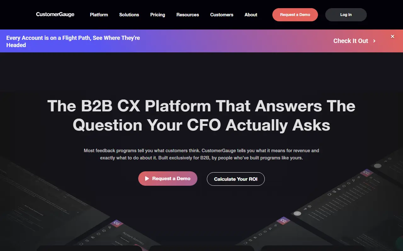 CustomerGauge homepage screenshot
