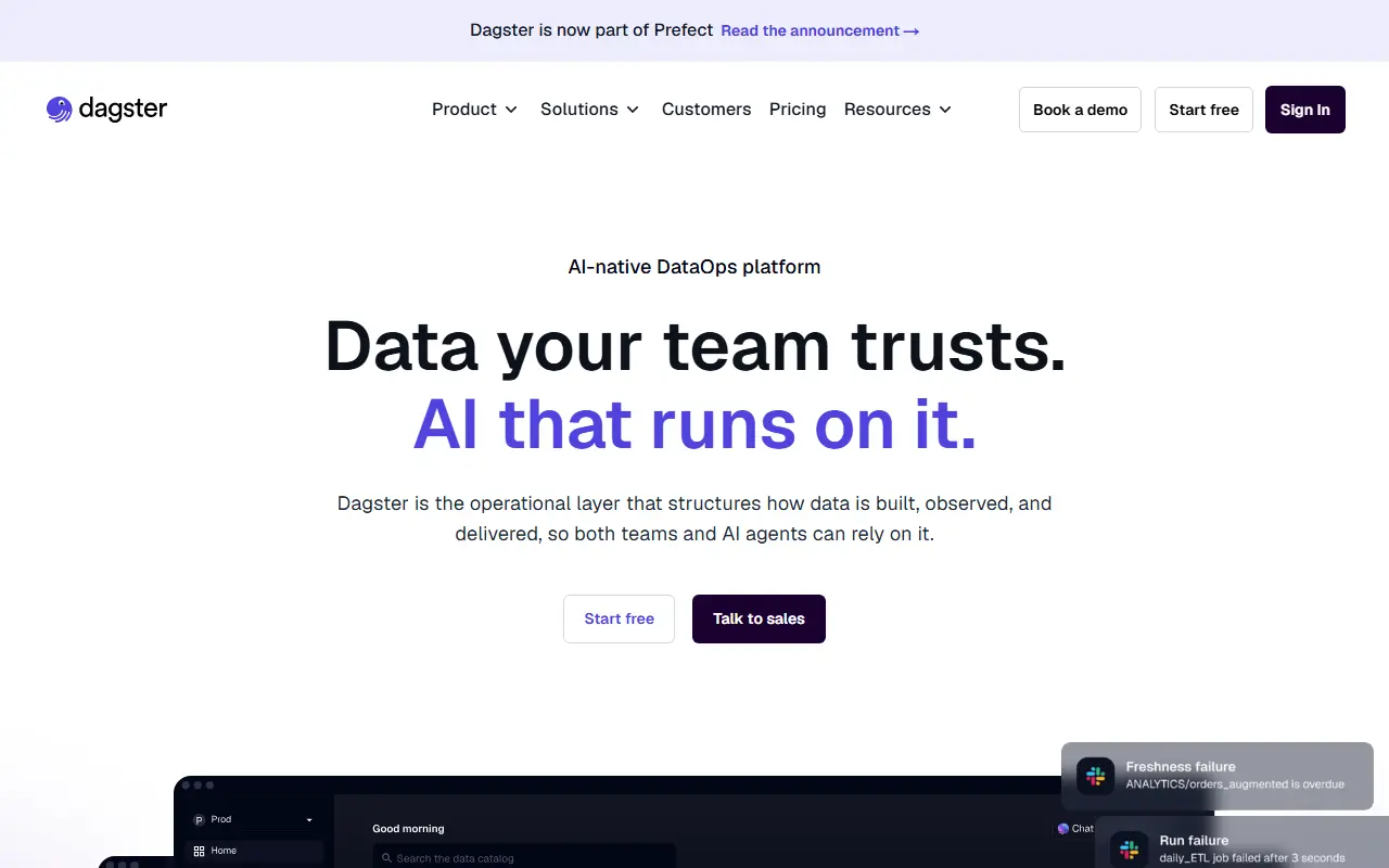 Dagster homepage screenshot