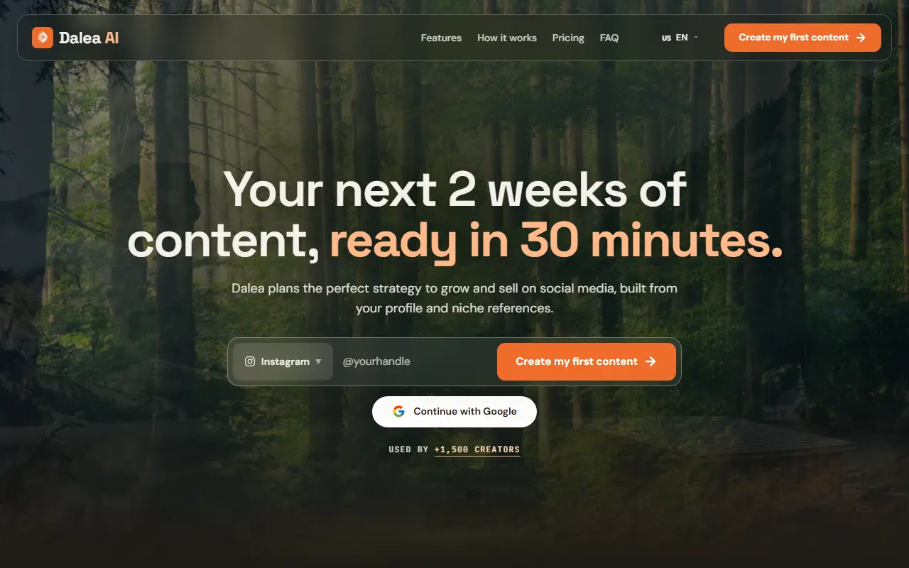 Dalea AI homepage screenshot