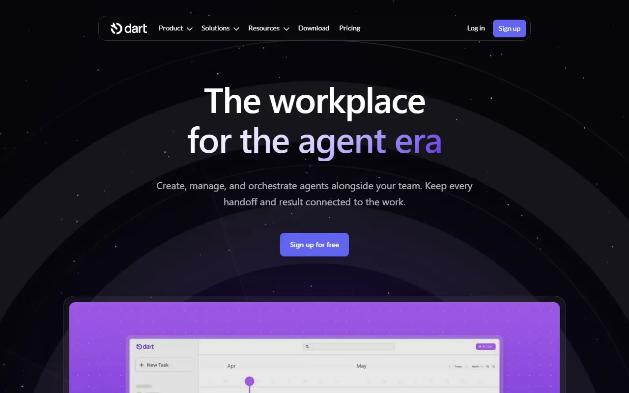 Dart homepage screenshot