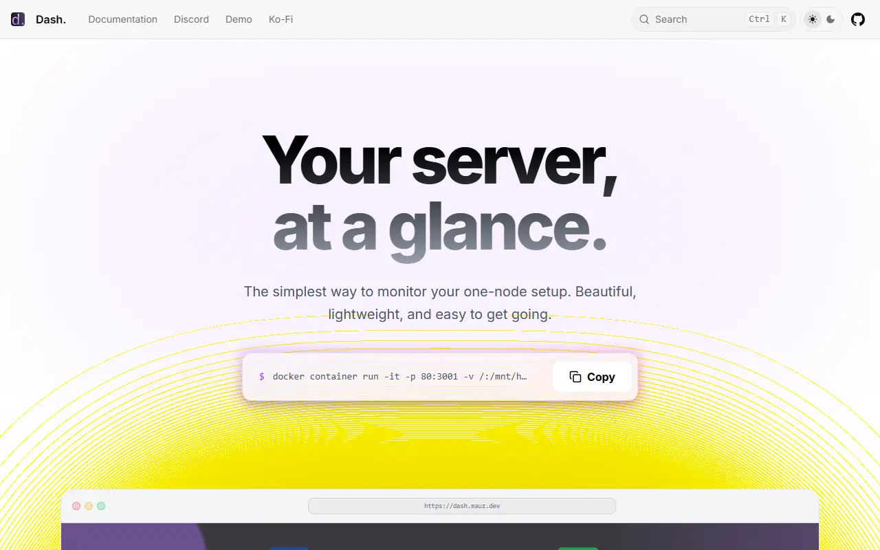 dashdot homepage screenshot
