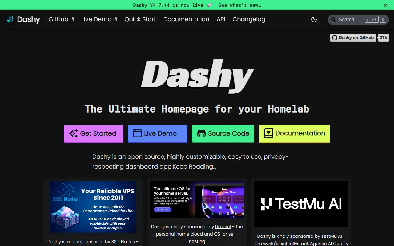 Dashy homepage screenshot