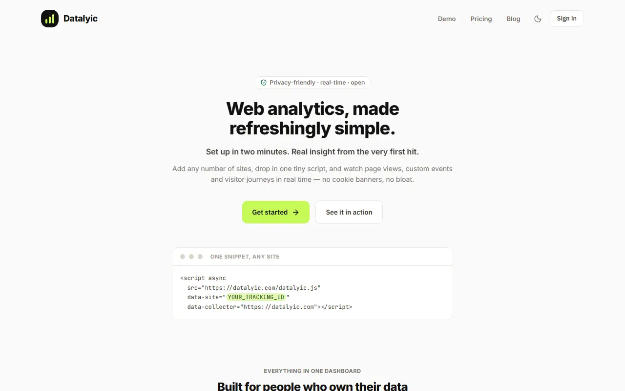 Datalyic homepage screenshot