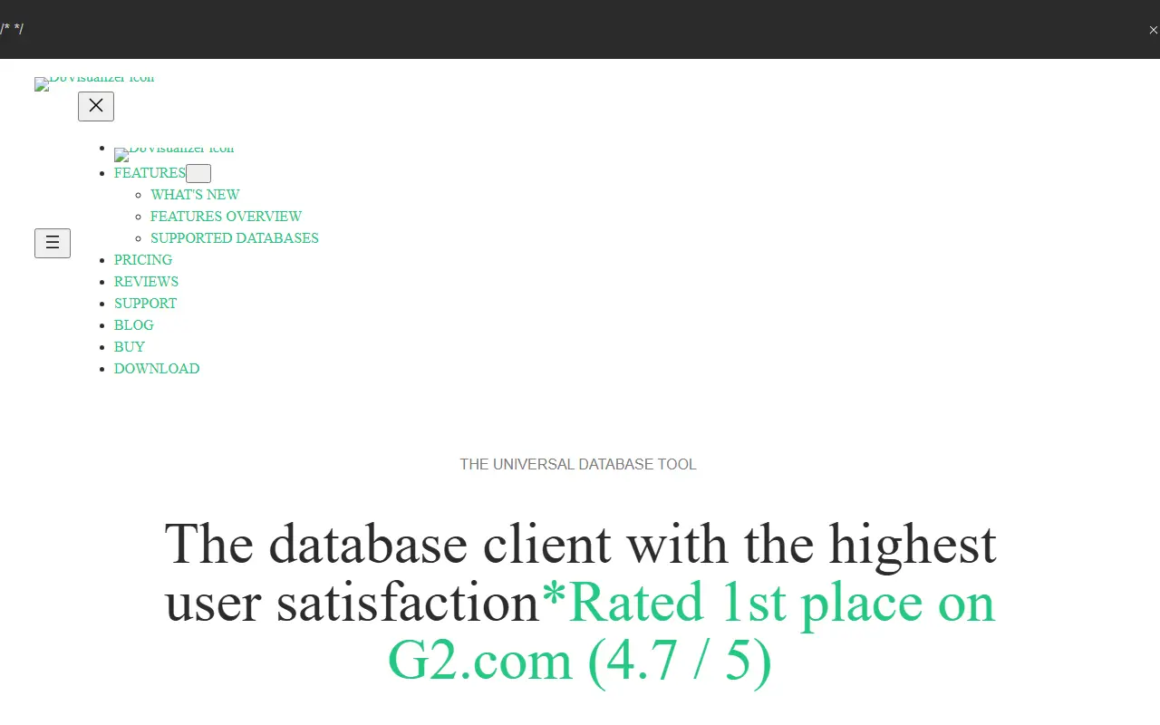 DbVisualizer homepage screenshot