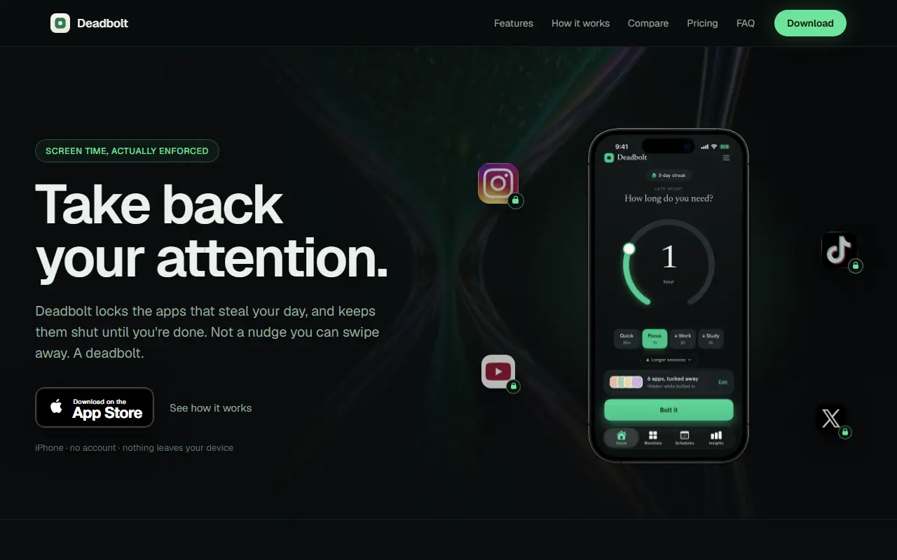 DeadBolt homepage screenshot