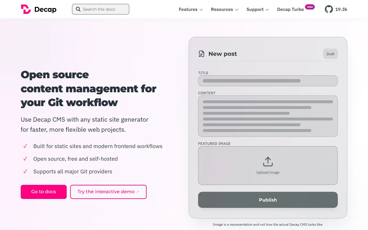 Decap CMS homepage screenshot