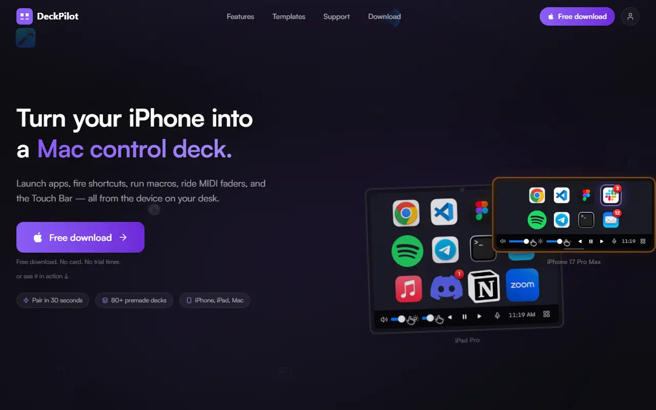 DeckPilot homepage screenshot