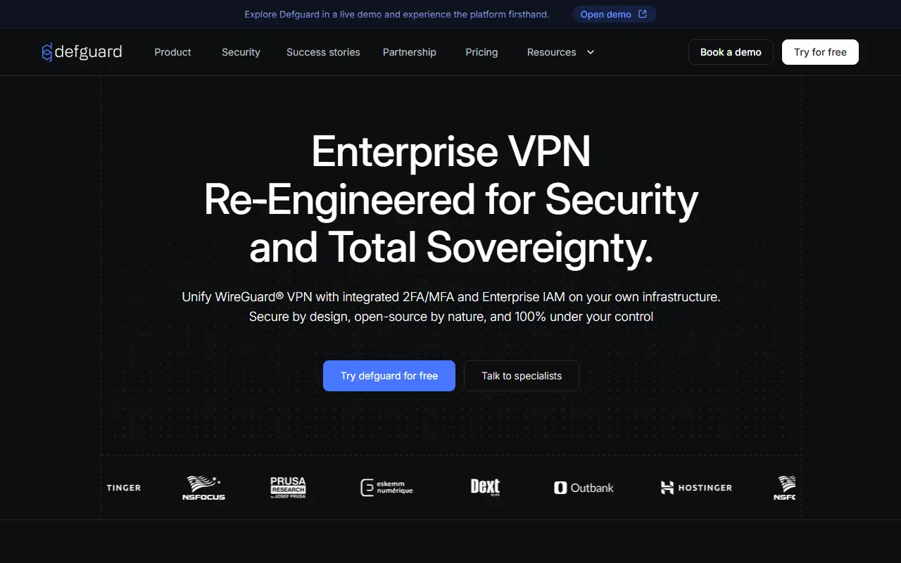 Defguard homepage screenshot