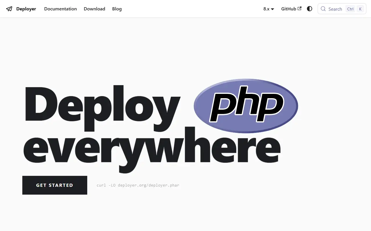 Deployer homepage screenshot