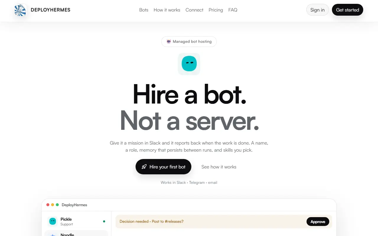 DeployHermes homepage screenshot