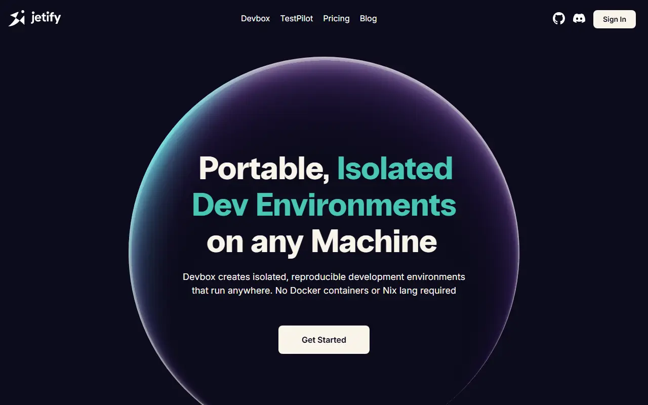 Devbox homepage screenshot