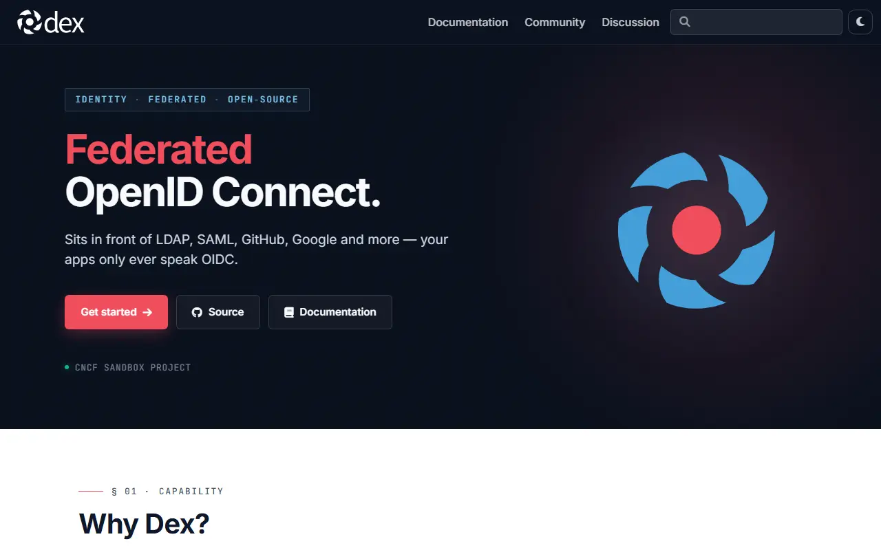 Dex homepage screenshot