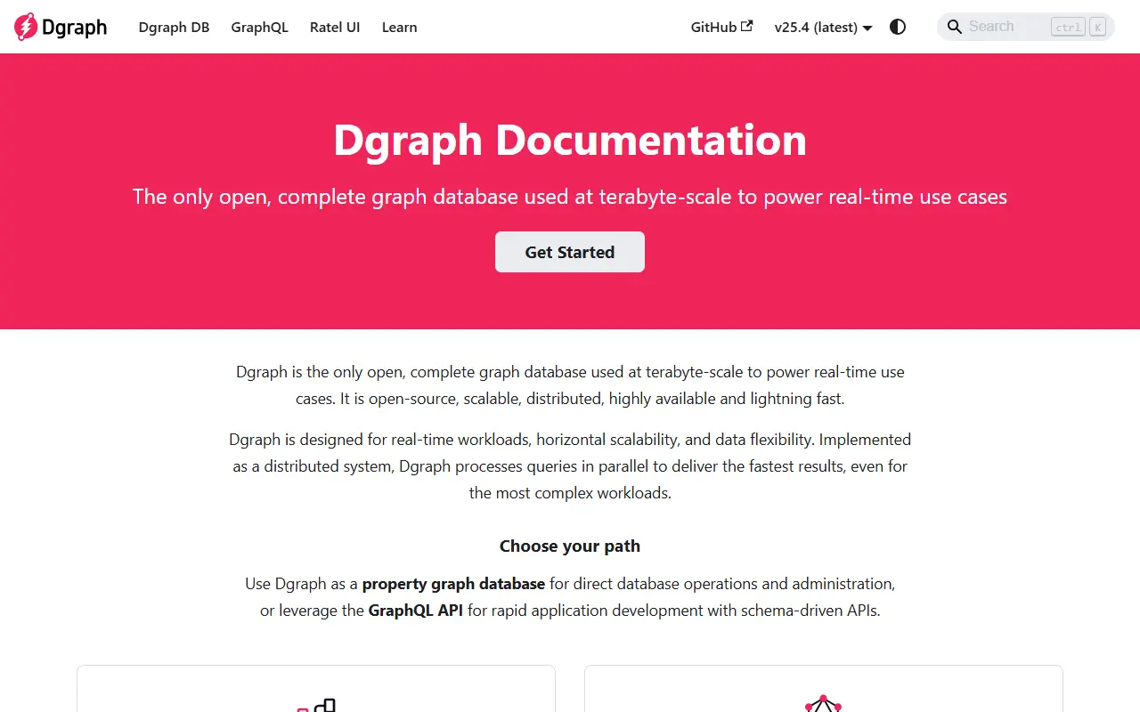 Dgraph homepage screenshot