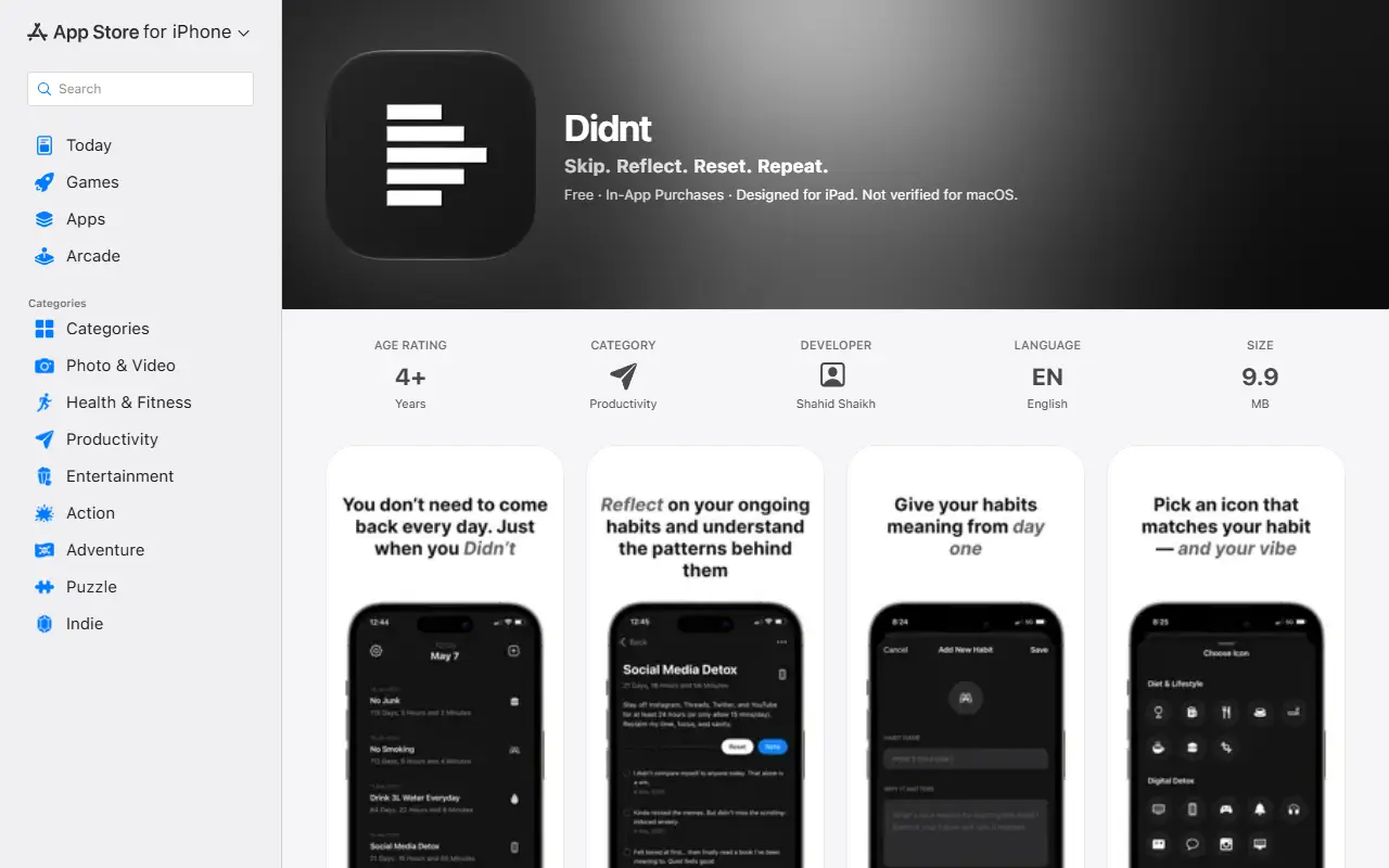 Didnt homepage screenshot