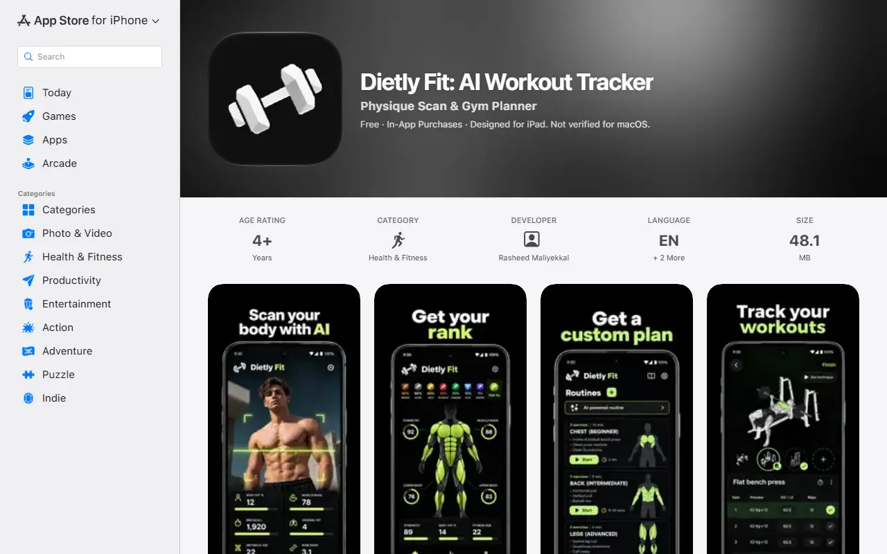 Dietly Fit homepage screenshot