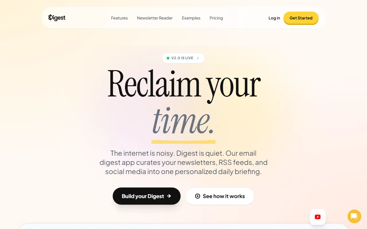 Digest homepage screenshot