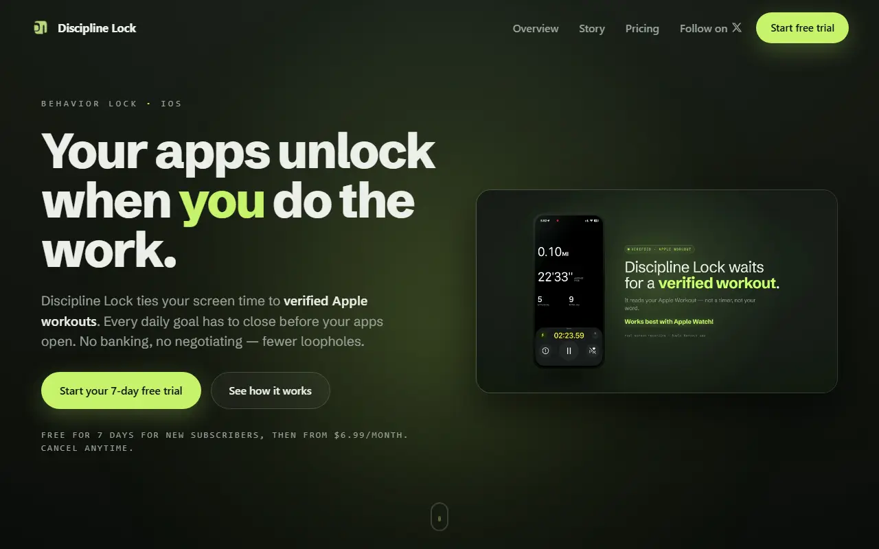 Discipline Lock homepage screenshot