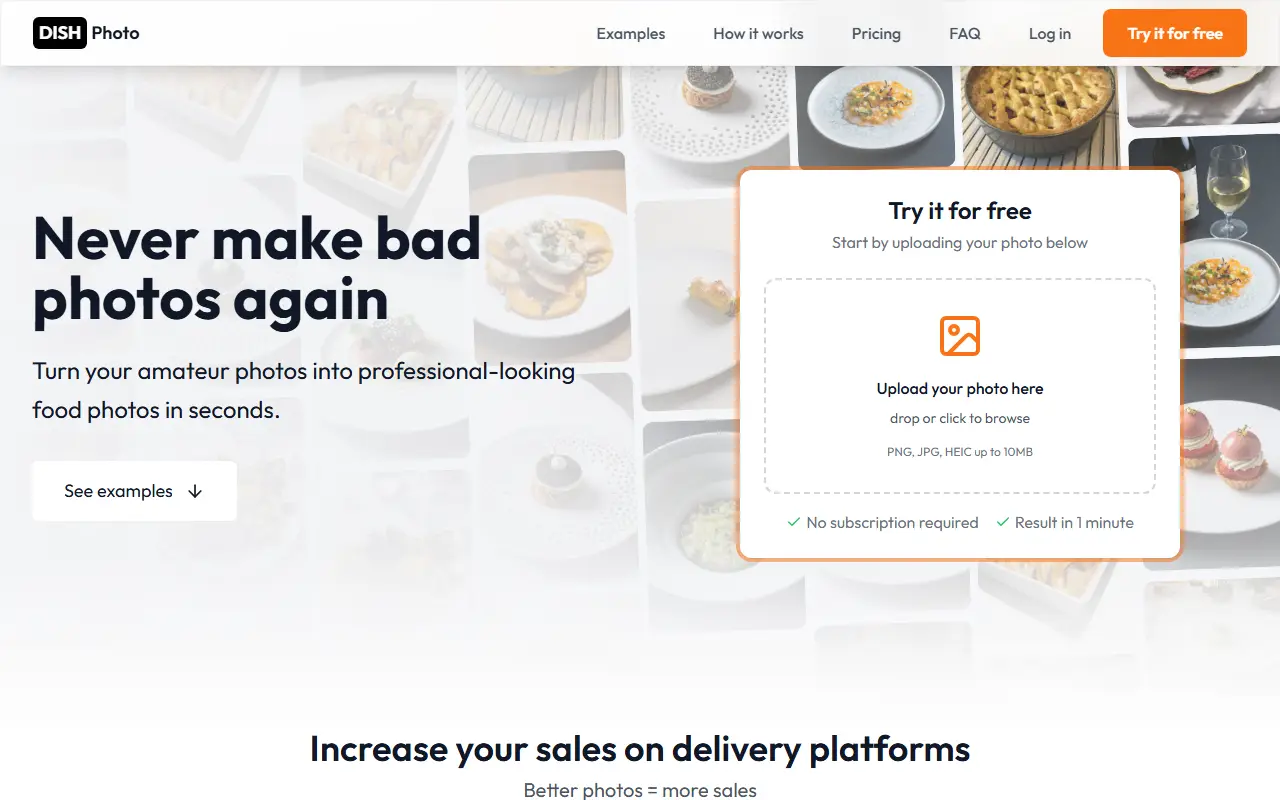 DishPhoto homepage screenshot