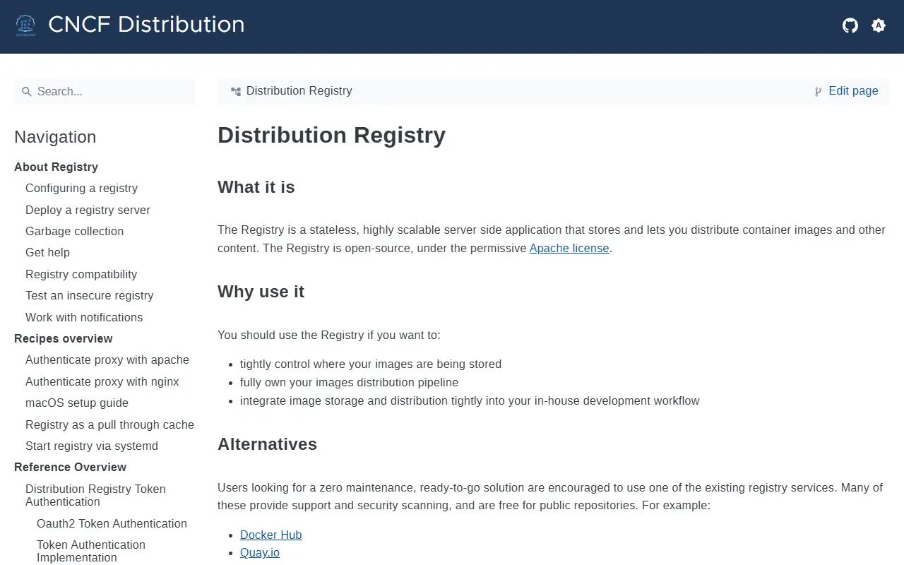 Distribution homepage screenshot
