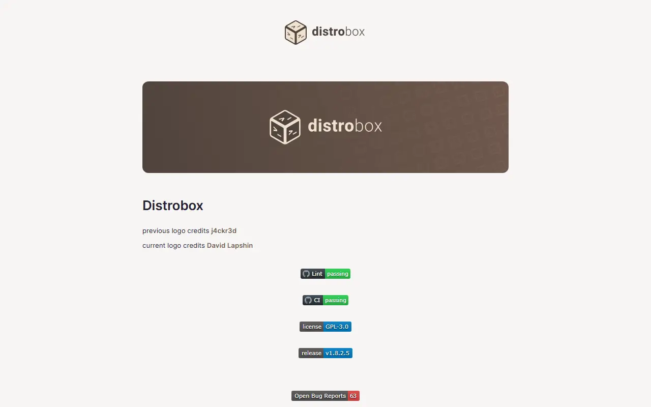 Distrobox homepage screenshot