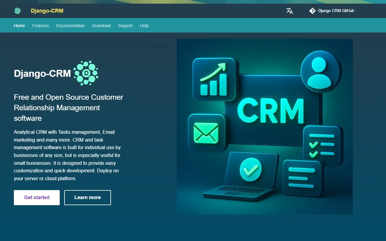 Django-CRM homepage screenshot
