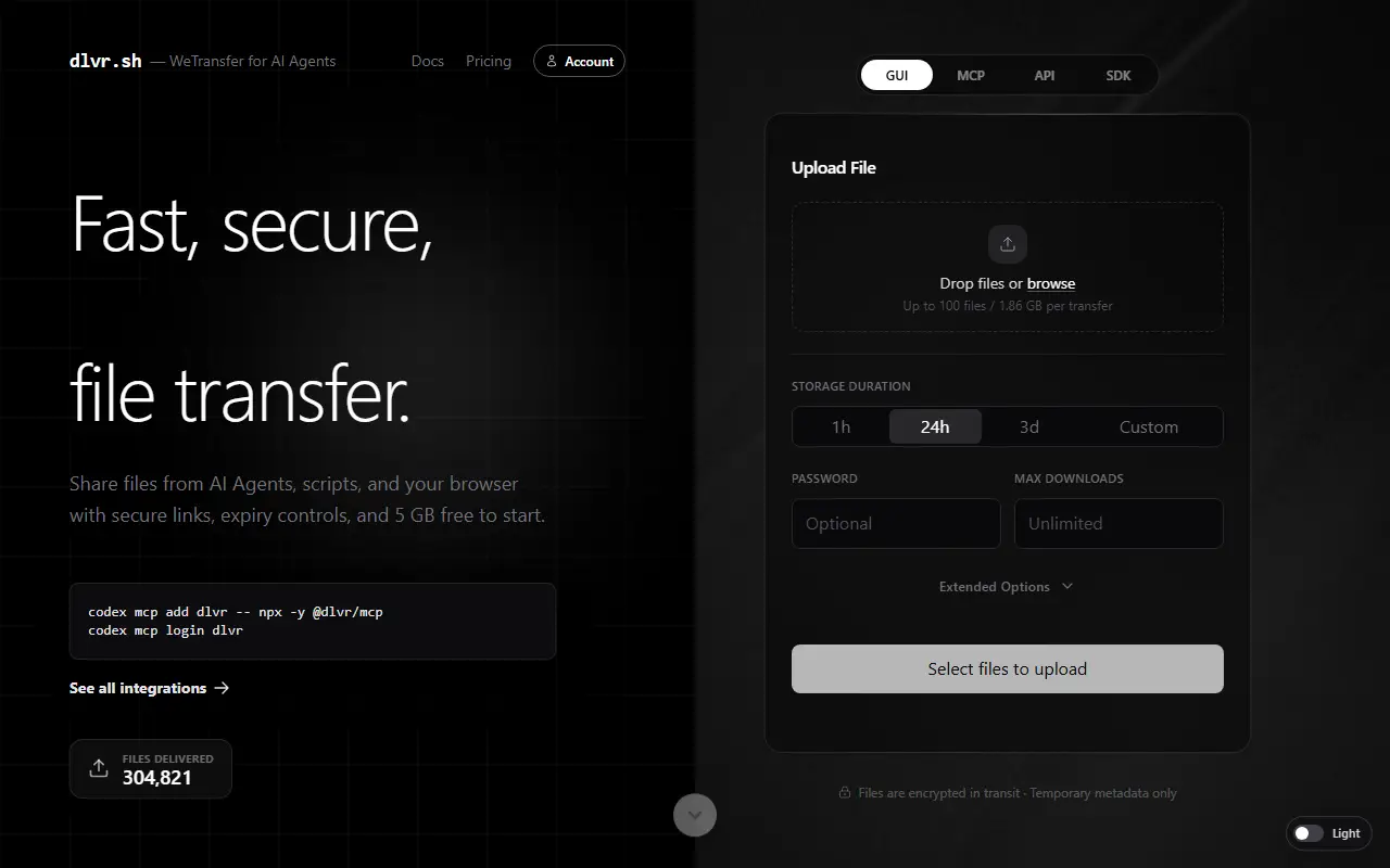 dlvr.sh homepage screenshot