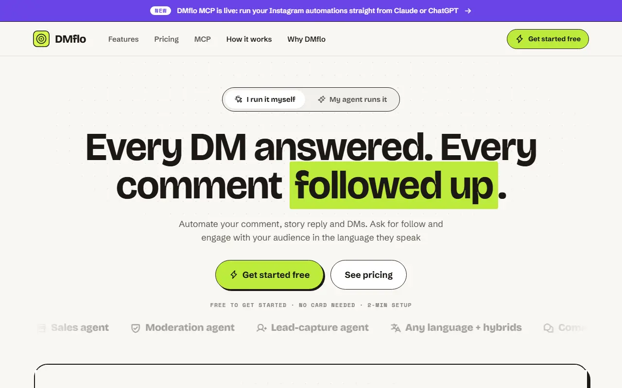 DMflo homepage screenshot