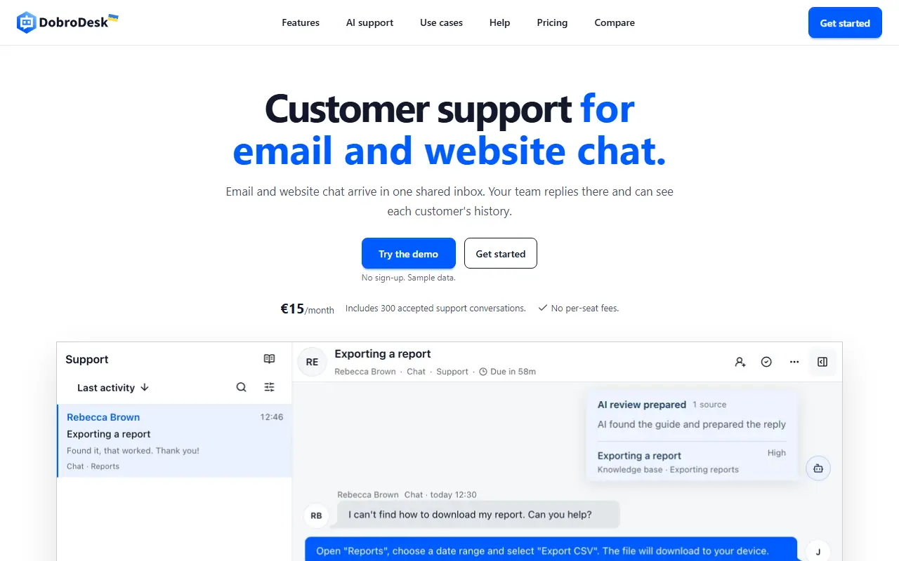 DobroDesk homepage screenshot