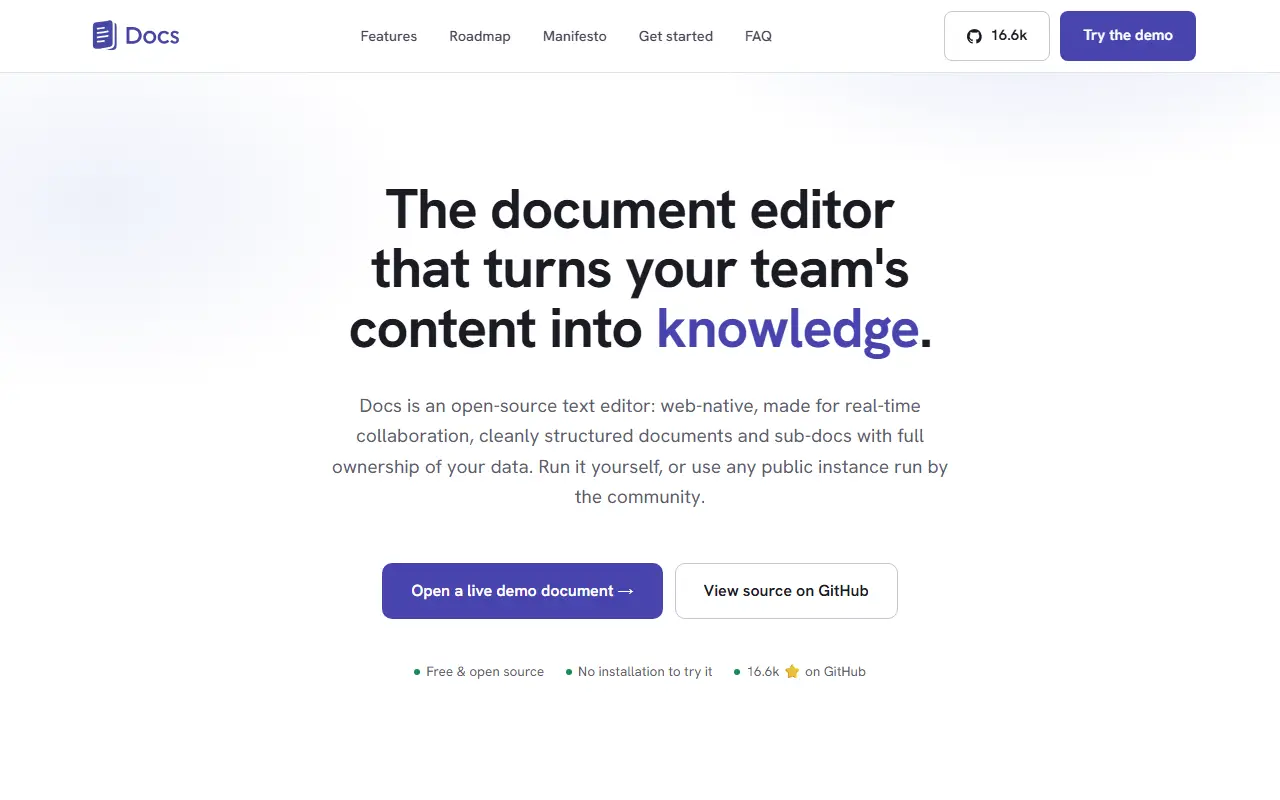 La Suite Docs homepage screenshot