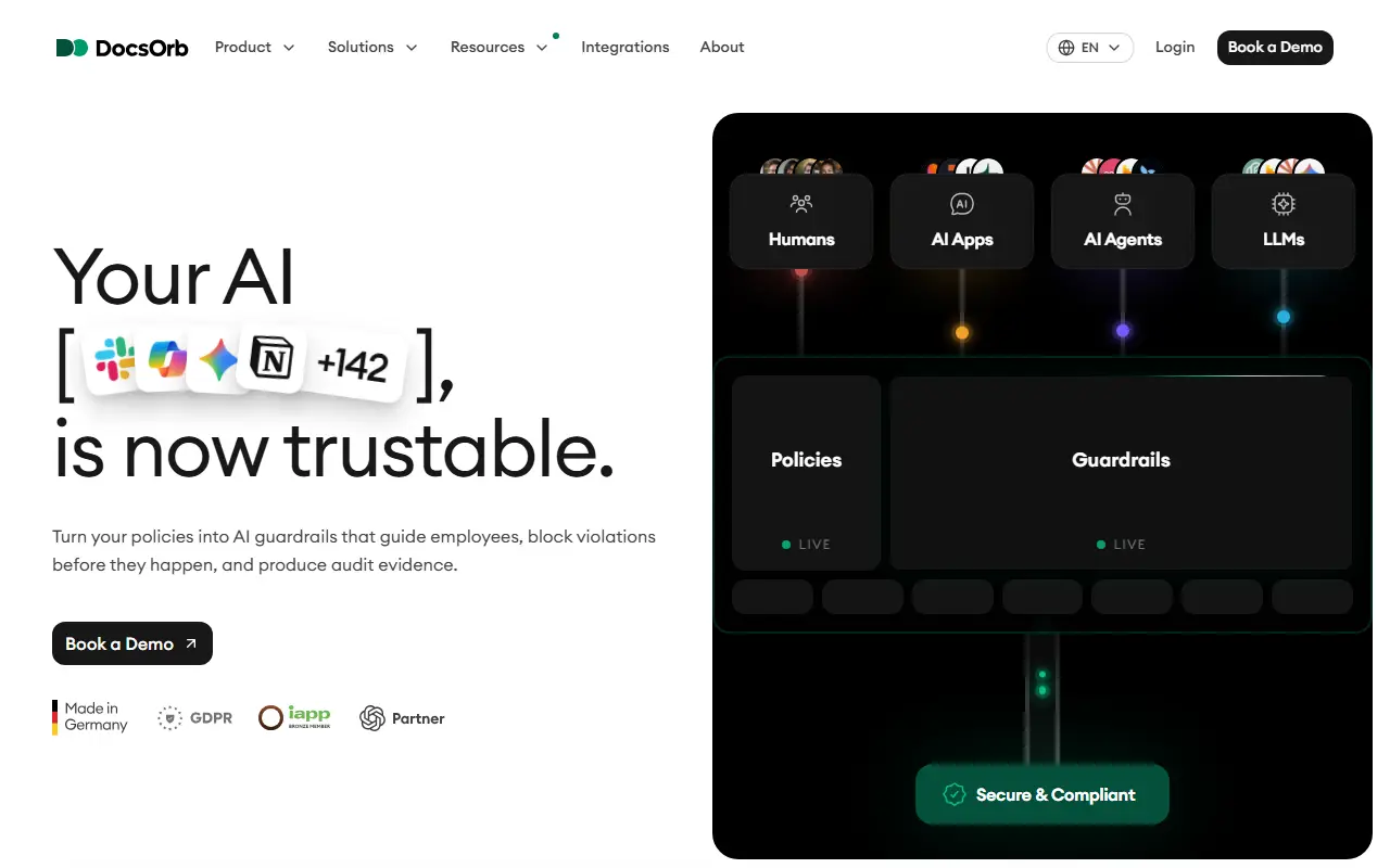 DocsOrb homepage screenshot