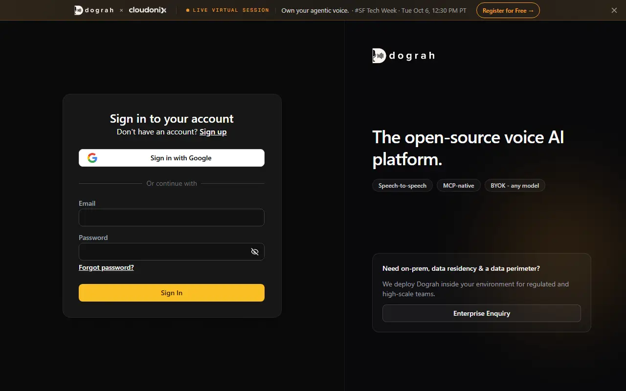 Dograh homepage screenshot